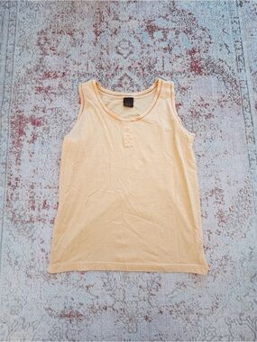 Avant Garde, Soft Yellow Sleeveless Henley Tank Top